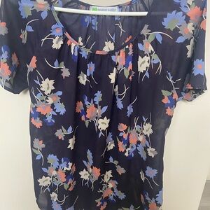 Floral Print Sheer Top size small very light